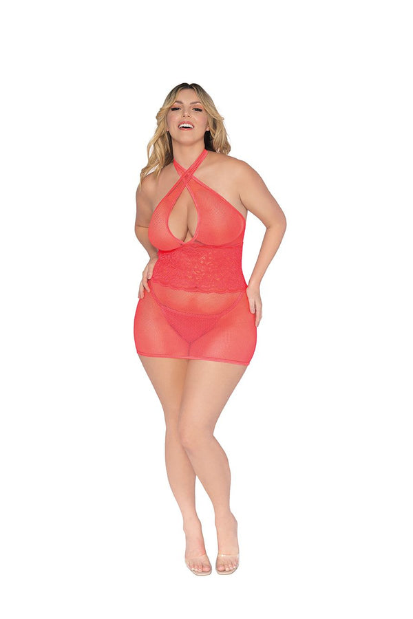 Dream Girl Lingerie Stretch Lace Chemise Coral Q/S from Dreamgirl Lingerie at $29.99