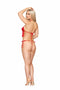 HEART EMBROIDERED LACE CAMISOLE & G-STRING RUBY O/S-0