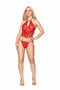 HEART EMBROIDERED LACE CAMISOLE & G-STRING RUBY O/S-1