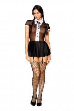 MISS BEHAVIN GOTHIC SCHOOLGIRL COSTUME SET BLACK O/S-1