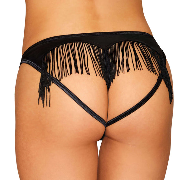 HEART BACK PANTY W/ FRINGE BLACK X-LARGE-0