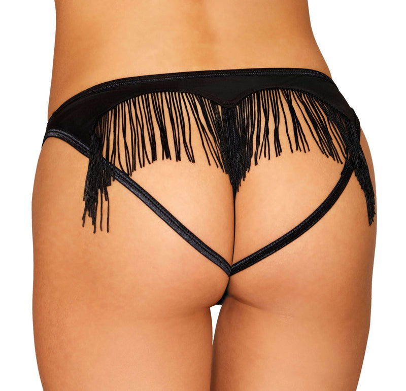 HEART BACK PANTY W/ FRINGE BLACK X-LARGE-0