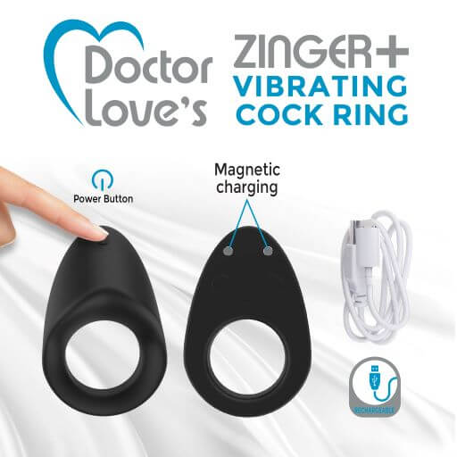 Doctor Love Rechargeable Vibrating Cock Ring Black at $27.99