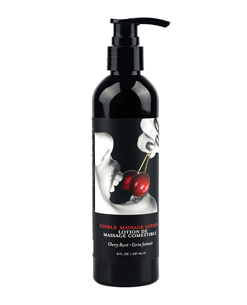 Earthly Body Edible Massage Lotion in Cherry Flavor 8 Oz: Elevate Your Sensual Experience with All-Natural Ingredients