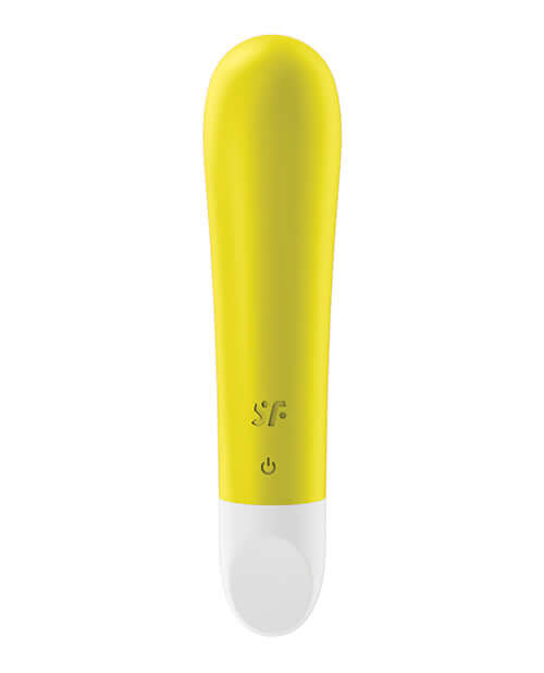 Satisfyer Ultra Power Bullet Vibrator 1 in yellow with rounded tip and intuitive controls, featuring body-friendly silicone.