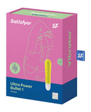 Satisfyer Ultra Power Bullet Vibrator 1 in yellow packaging with vibrant design and logo