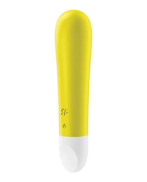 Yellow Satisfyer Ultra Power Bullet 1 vibrator with rounded tip and intuitive controls, crafted from body-friendly silicone.