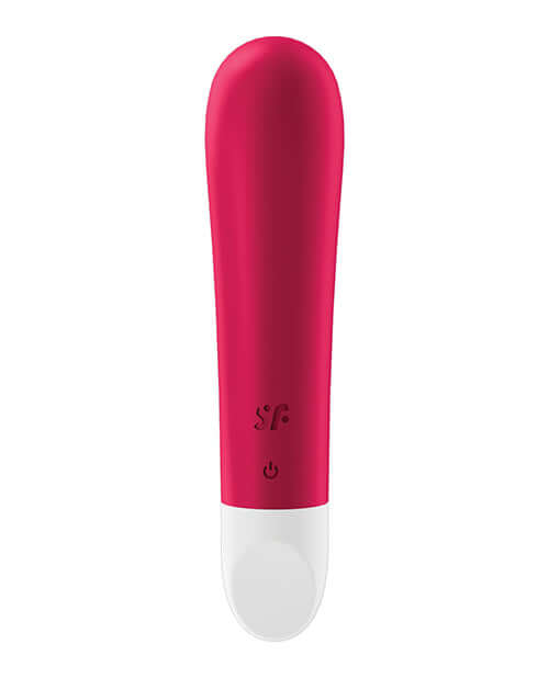 Satisfyer Ultra Power Bullet Vibrator 1 in red with rounded tip and powerful vibrations, made from body-friendly silicone.