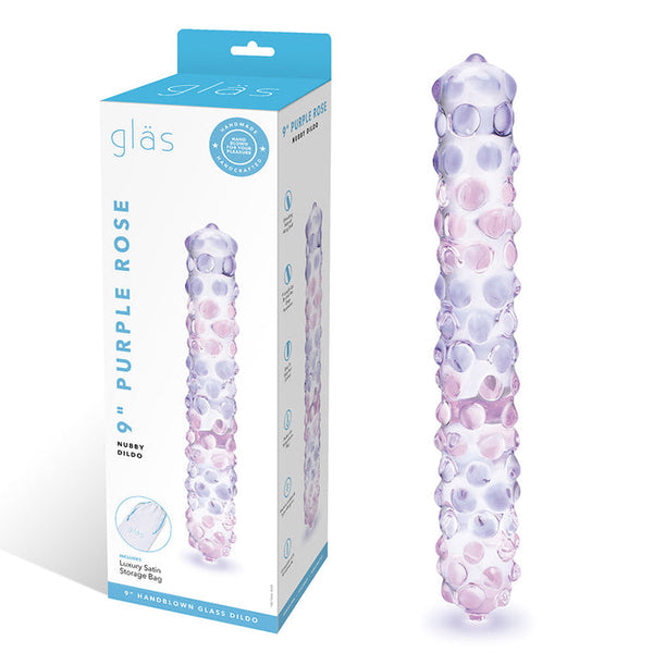 Electric / Hustler Lingerie Glas 9 inches Purple Rose Nubby Dildo at $54.99