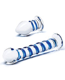Electric / Hustler Lingerie Glass 2 piece Double Penetration Glass Swirly Dildo and Butt Plug Set at $44.99