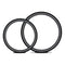 Two black silicone O-rings in different sizes for strap-on harness compatibility.