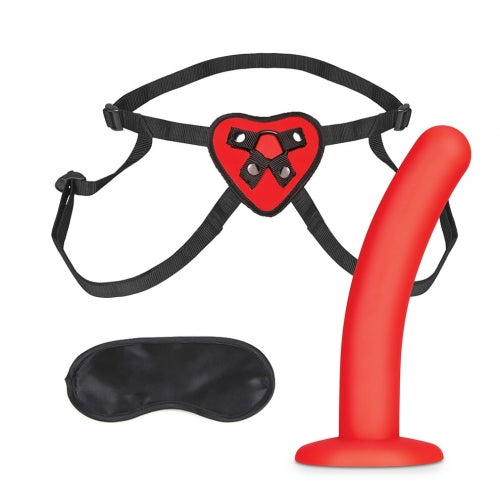 Electric / Hustler Lingerie Lux Fetish Red Heart Strap On Harness and 5 inches Dildo Set at $39.99