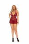 Elegant Moments Lingerie Lace Babydoll with Flutter Skirt and Panty Burgundy Queen Size from Elegant Moments Lingerie at $16.99