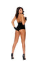OPAQUE BOOBLESS ROMPER W/ MATCHING GLOVES O/S BLACK-0