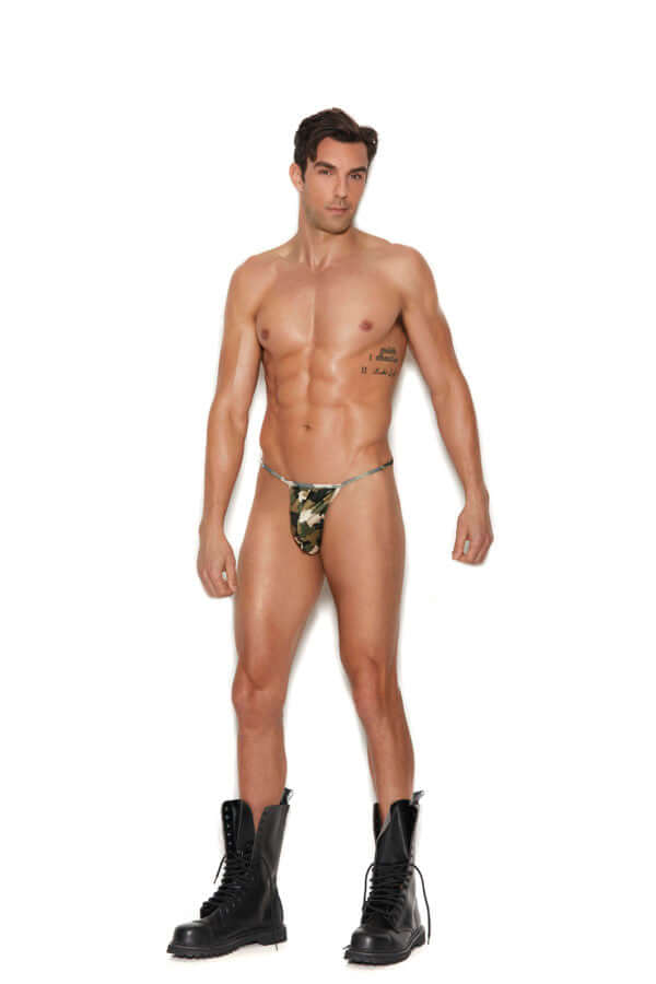 G-String Pouch with T-Back Camo O/S Briefs
