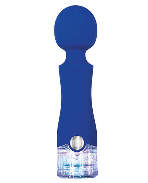 Dazzle Body Wand Massager in blue with round head and illuminated base, perfect for creating magical sensations.