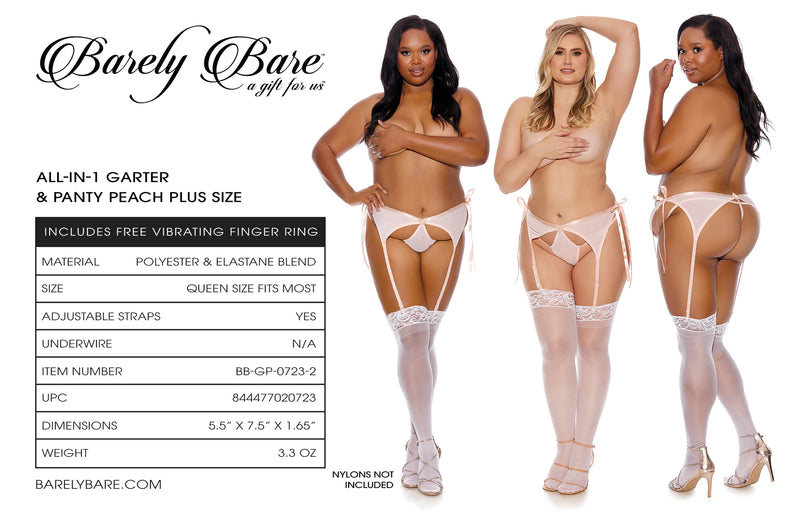 BARELY BARE ALL-IN-ONE GARTER & PANTY PEACH Q/S-3