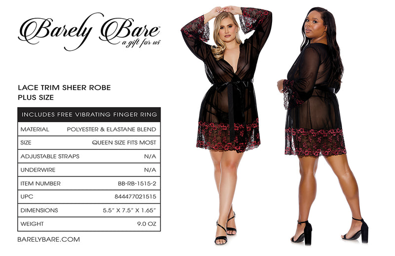 BARELY BARE LACE TRIM SHEER ROBE Q/S-3