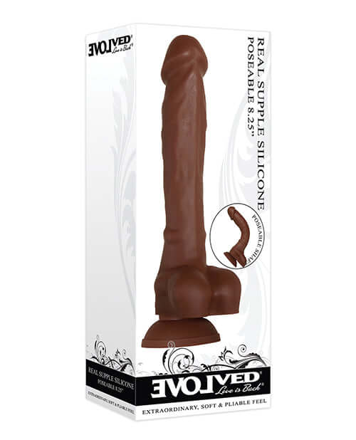 Evolved Novelties Real Supple Poseable Silicone 8.25 inches Dark Brown Dildo at $32.99