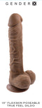 Gender X 10 Inches Poseable Flexskin True Feel Dark Dildo with realistic veins and textures.
