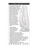 Gender X Dualistic Double Dildo with flexible, clear shafts on white background and product features listed.