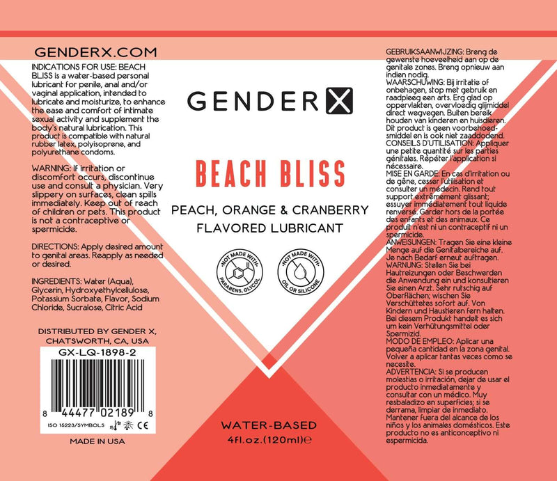 Gender X Beach Bliss Flavored Lube 4 Oz
