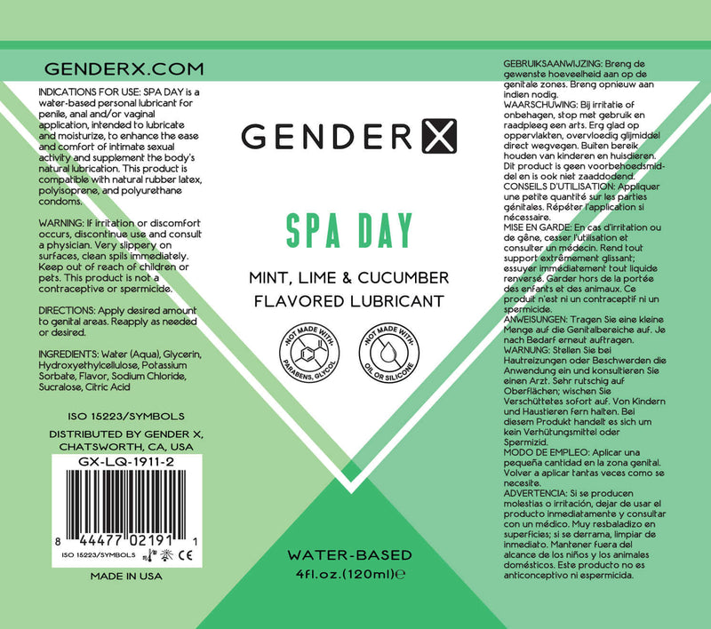Gender X Spa Day Flavored Lube 4 Oz