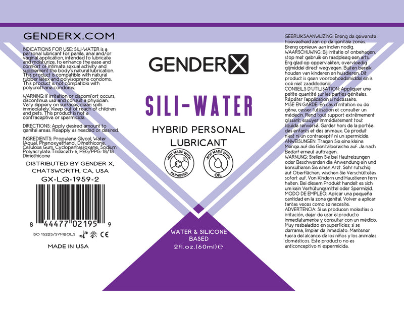 Gender X Sili-Water Hybrid Personal Lubricant 2 Oz