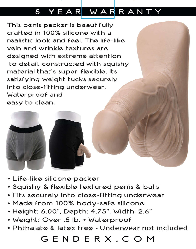 Gender X 4-Inch Silicone Packer showcasing realistic design and flexible, body-safe material for comfortable, everyday wear.