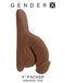 Gender X 4 inches Dark Skin Tone packer dildo made of squishy TPE rubber, showcasing realistic veins and lifelike details with logo in background.