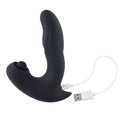Gender X Mad Tapper shaft and ball massager from Evolved Novelties with triple motor, black design, and USB charging cable.