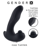 Gender X Mad Tapper triple motor shaft and ball massager with tapping and pulsating features shown in black.