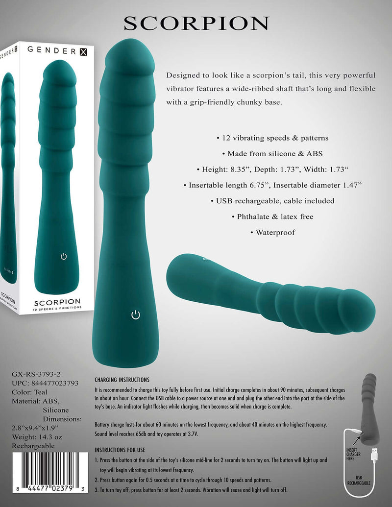 Gender X Scorpion Green Vibrator - 12 Speeds and Flexibility for Ultim Gender X Scorpion Green Vibrator - 12 Speeds and Flexibility for Ultim