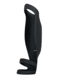 Black Gender X Rocketeer 9-speed vibrating penis enhancer with a triple-ring design by Evolved Novelties.