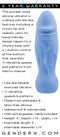 Gender X Lil Buddy Blue realistic vibrator with lifelike textures and 11 vibrating speeds, showcasing product details and warranty.