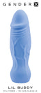 Gender X Lil Buddy Blue Realistic Vibrator, silicone, pocket-sized design, lifelike textures, rechargeable pleasure toy.