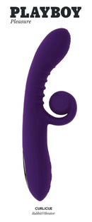 Playboy Curlicue Rabbit Vibrator with extendable spiral for clitoral and G-Spot stimulation.