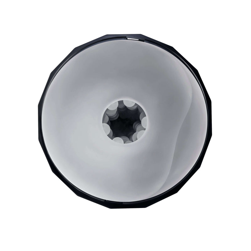 Interior view of the Playboy Solo Stroker's soft, textured channel for enhanced solo pleasure