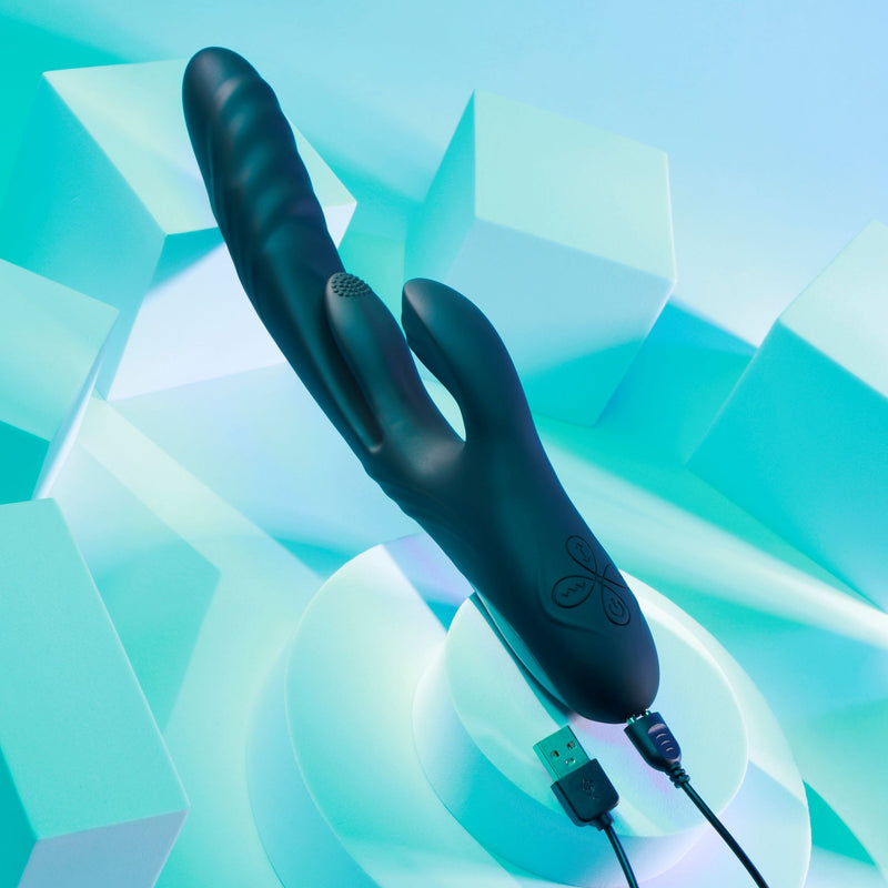 Playboy Rapid Rabbit Vibrator by Evolved Novelties - Triple Delight with Thrusting, Flapping & Clitoral Sensations