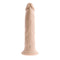 Evolved Twirl Jam Light Skin Tone Vibrating Dong, lifelike dildo with realistic design and twirling vibrations, remote-operated up to 16 feet.