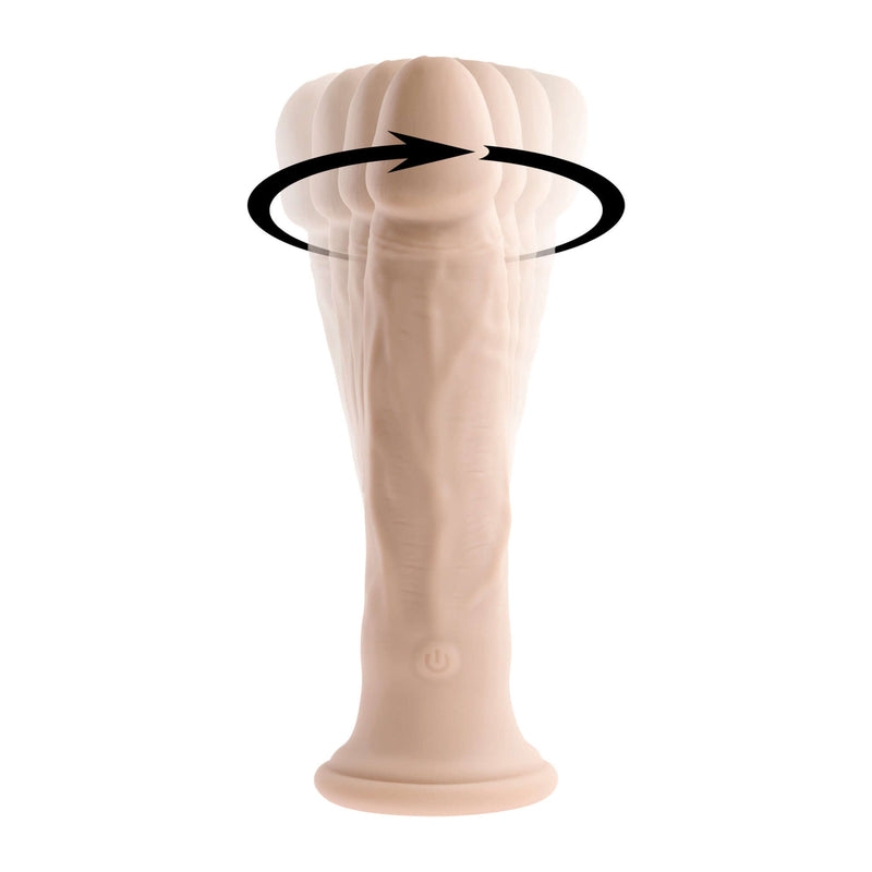 Evolved Twirl Jam Light Skin Tone Vibrating Dong with twirling motion indicator