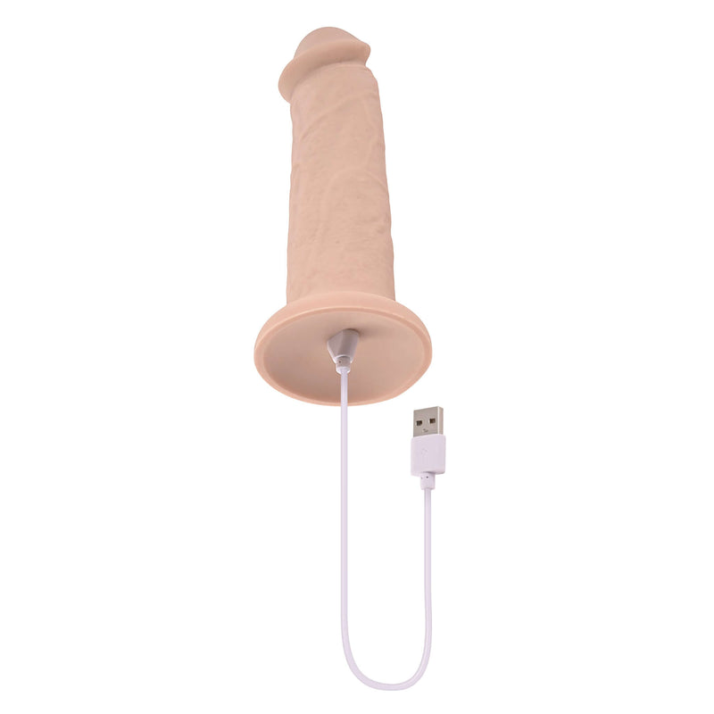 Evolved 7 Inch Girthy Vibrating Dong - Realistic, Waterproof, Rechargeable, Light Skin Tone