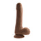 Peek-A-Boo Vibrating Dildo in Dark Skin Tone with Uncircumcised Tip and Powerful Motor for Realistic Pleasure