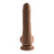 Evolved Peek A Boo vibrating dildo in dark skin tone with lifelike, uncircumcised design and powerful motor in the head.