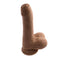 Experience the Peek-A-Boo Vibrating Dildo in Dark Skin Tone for realistic pleasure with a dual-layer silicone shaft and powerful motor.