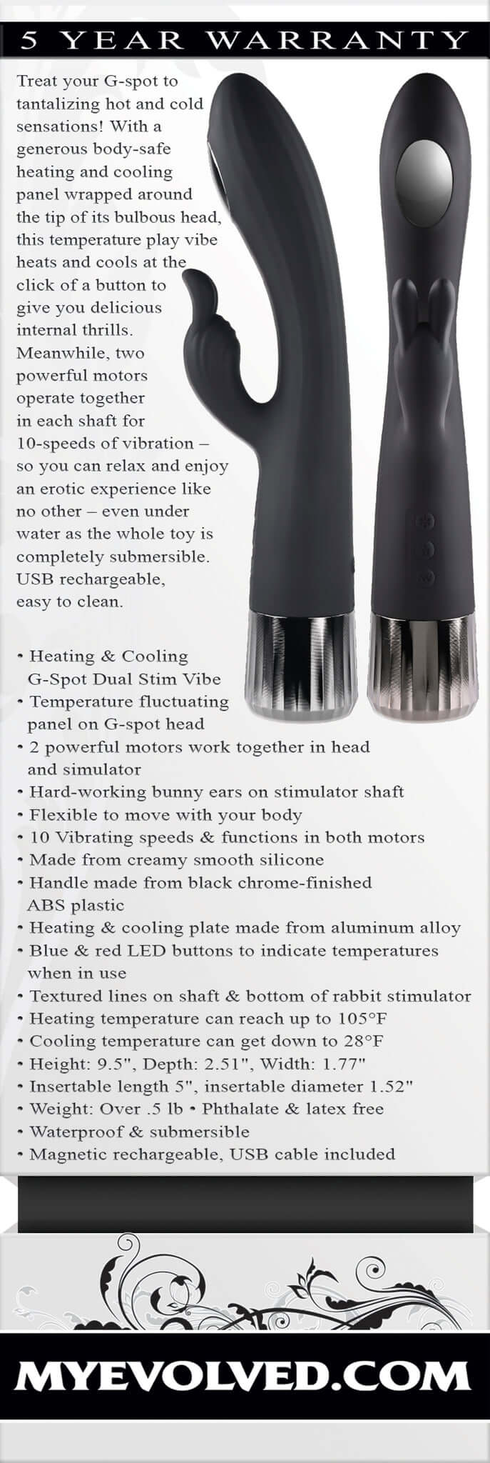 Evolved Heat Up and Chill Rabbit Style Vibrator