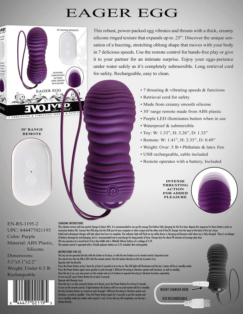 Evolved Eager Egg Vibrator - The Ultimate Power-Packed, Textured Thrus Evolved Eager Egg Vibrator - The Ultimate Power-Packed, Textured Thrus