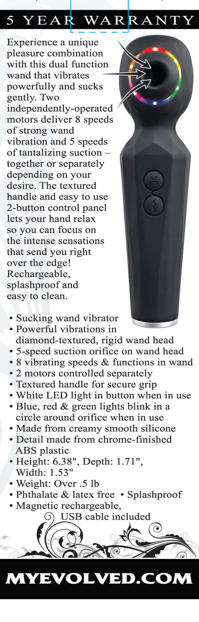 Evolved Rainbow Sucker Wand Vibrator