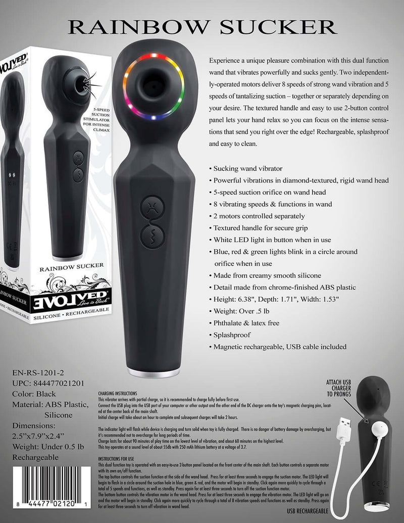 Evolved Rainbow Sucker Wand Vibrator