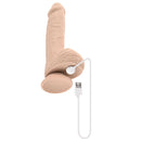 Evolved Full Monty realistic light-skin vibrating dildo with USB charging cable shown against a white background